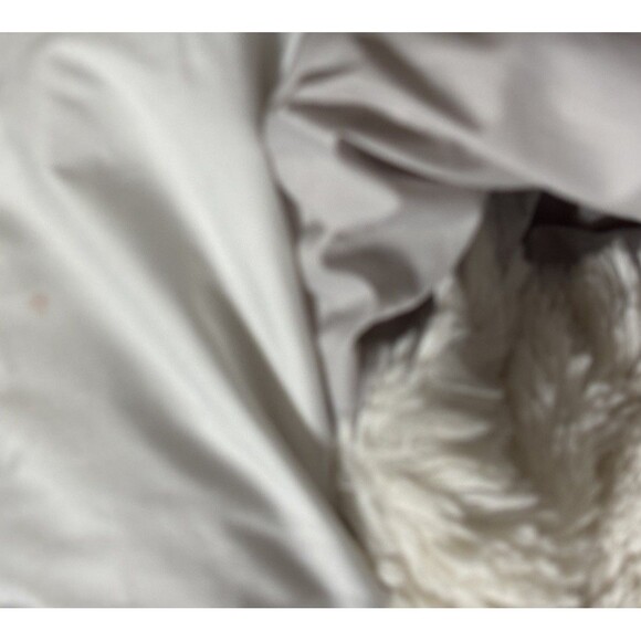 Women's L Eddie Bauer Sun Valley Down Parka Faux Fur Trim Hood Vapour White Coat - Picture 11 of 11